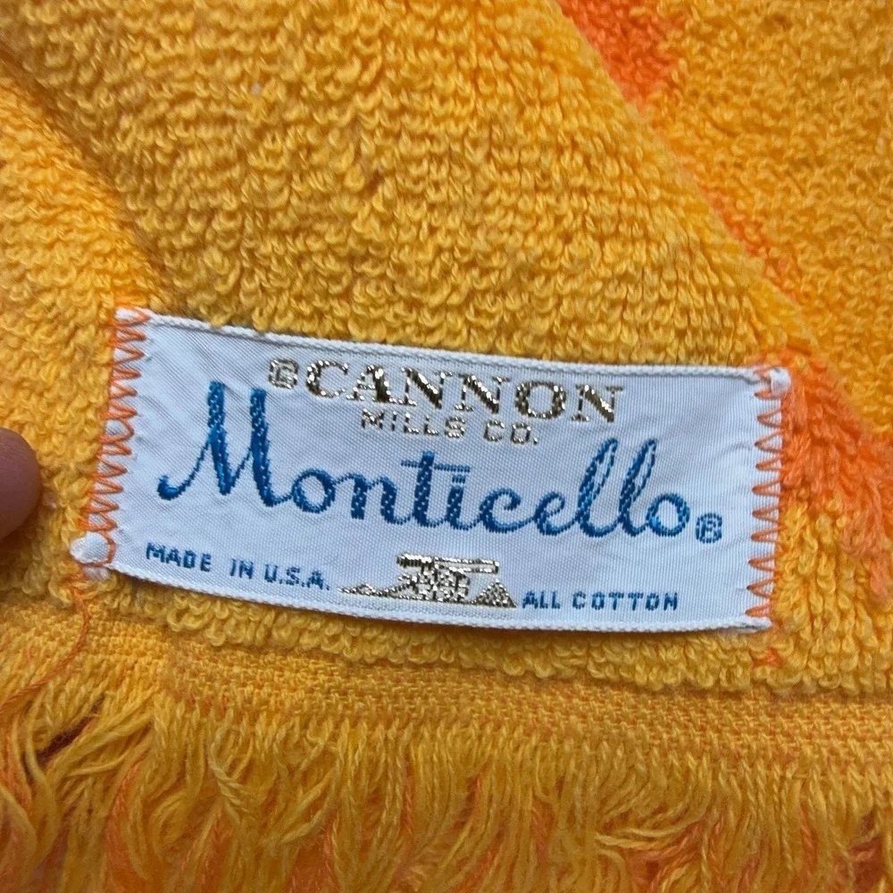 Vintage Cannon Monticello Towel Set Orange Floral 20x30 Cotton USA Washcloth
